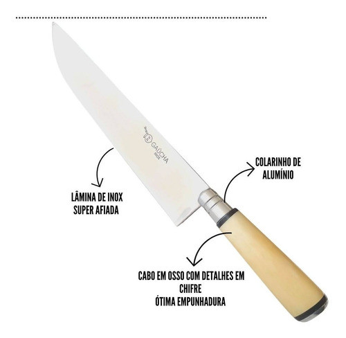 Faca Picanheira 10 Churrasco Artesanal Afiada Bainha Oferta 1