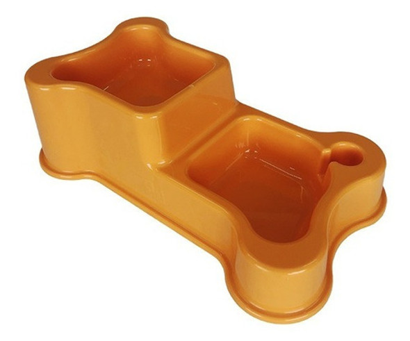 Comedouro Bebedouro Duplo Mais Suporte Garrafa Amarelo 0