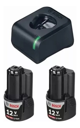 Cargador + 2 Baterias 12v 2ah Ion Litio  Bosch 1600a01b6z 0