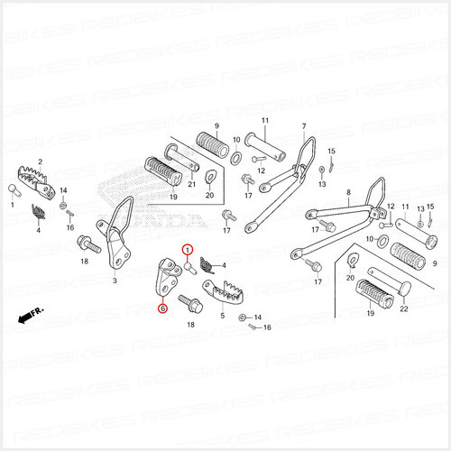 Soporte Perno Pedalin Honda Tornado 250 Original Izquierd Mp 1