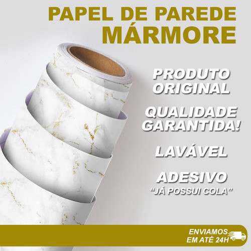 Papel De Parede Adesivo Vinílico Lavavel Marmore Oferta 15m 1