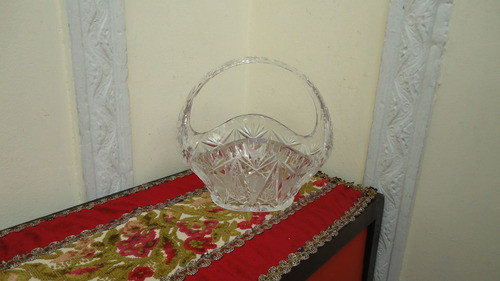 Canasta Jardinera De Cristal Europeo Antigua Tallada Veala 1