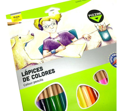 Lapices De Color Pizzini 4 Mm Grosorx 24 Largos Triangulares 0