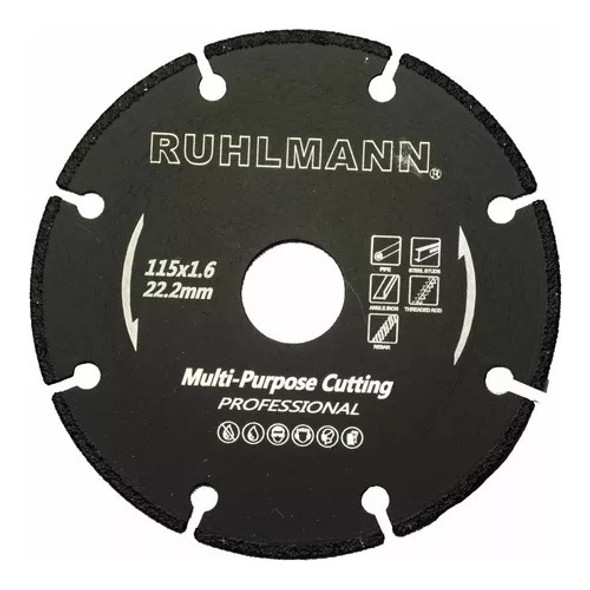 Disco De Corte Diamantado Multiusos 115mm Amoladora Ruhlmann 0