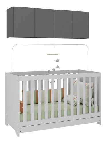 Berço 3em1 Colchão Armário Aéreo 4portas Mp4158 0