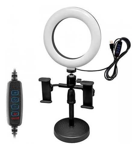 Aro Led Con Base Y Soporte Para 2 Celulares 0