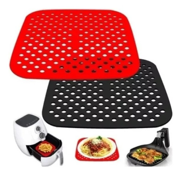 Tapete Protetor Silicone Quadrado Air Fryer Fritadeira 21cm 0