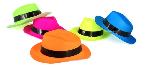 Sombrero Cowboy Fluo X 48 Unidades Fiestas Cotillón Neón 1