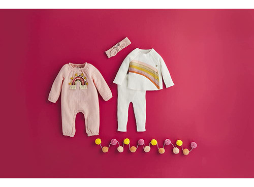 Mud Pie Baby Girl Rainbow Bodysuit, Rosa, 6-9 Meses 1