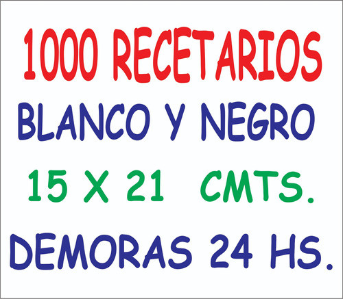 1000 Recetarios Medicos 15x20 Bn, Gran Oferta Entrega 24hs 0