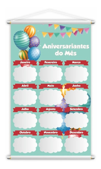 Banner Escolar Pedagógico Aniversariantes Do Mês Grande 0