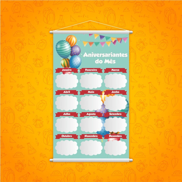 Banner Escolar Pedagógico Aniversariantes Do Mês Grande 1