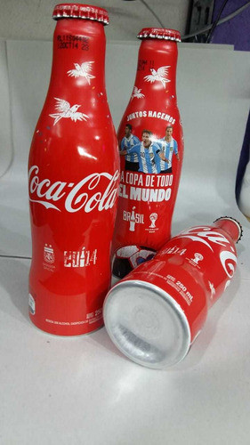 Pack De 3 Botellitas Coca Cola De Aluminio Mundial Brasil 1