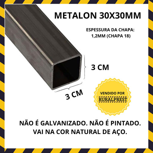 Metalon 30x30 Tubo Quadrado De Aço - 2 Metros 1