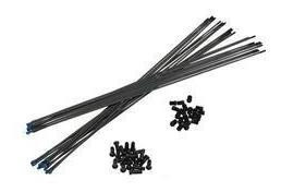 32 Rayos Trafilados Chatos Acero Inox Negro Con Niples 265mm 0