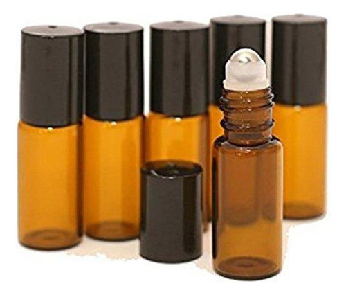 Kit 6 Frascos Ambar Esfera Metal Oleo Essencial Perfume 5ml 0