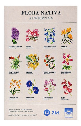 Flora Nativa Eco Stickers Biovinilo Compostable Pack X15 0