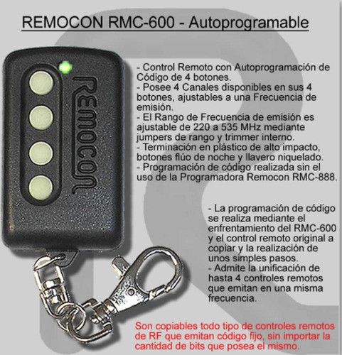 Control Remoto Porton Cochera Garage Alarma Remocon Rmc 600 1