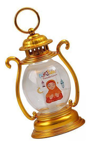 6 Ramadan Vela Lanterna Led Iluminação Lanterna Vento Ouro 0