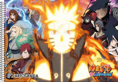 Kit 4 Cadernos Brochura Grande + 1 Caderno Desenho Naruto 1