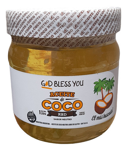 Pack X 2 Aceite De Coco God Bless You 1 Litro Neutro 0