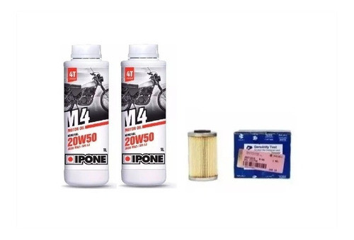 Kit Filtro De Aceite Ns 200 + Ipone M4 20w50 X2 Gb Motos 0