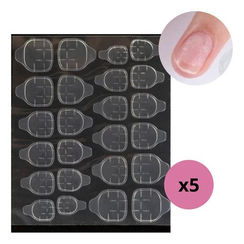 5 Planchas Stickers Adhesivo Pegamento Para Tips Uñas 1