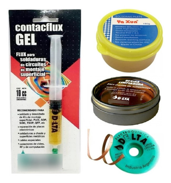 Kit Soldar Flux Gel Malla Resina Pasta Electronica Delta D02 0