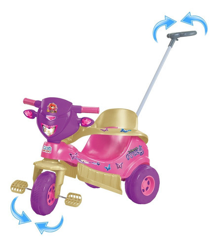 Triciclo Velotrol Infantil Empurrador Direcionável Princess 1