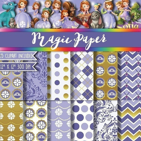 Kit Imprimible Fondos Clipart - Princesa Sofia 0