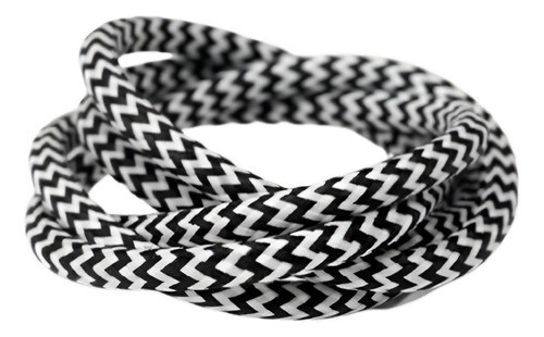 Cable Textil Decorativo Trefilight X Metro Blaco Y Negro 0