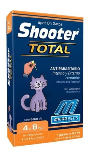 Pipeta Shooter Gatos 4-8k Parásitos Internos Y Externos0,8ml 0