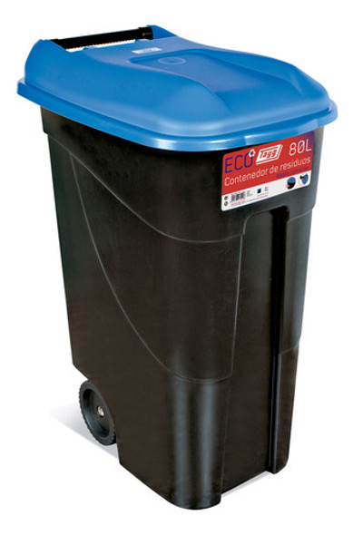 Contenedor Residuos Negro 80 Lts Tapa Azul 400x575x785mm 0
