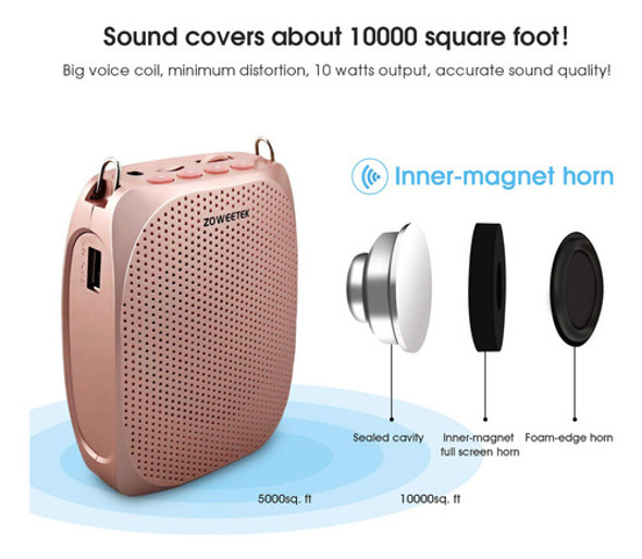 Zoweetek Amplificador De Voz Con Micrófono Y Auriculares, Am 1