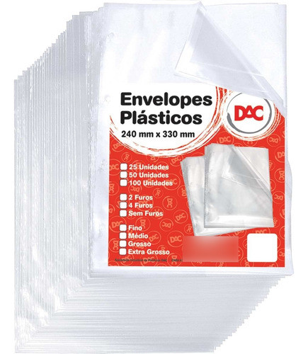 Envelope Plastico Oficio 4furos Grosso 0,15mm (7897237350762 0