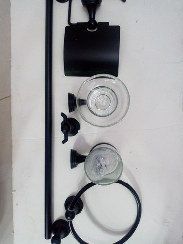 Kit Set Accesorios Para Baño Importado Color Negro 1