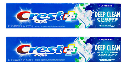 Crest Plus Kit X2 Pasta Dental Deep Clean Fluor Menta 0