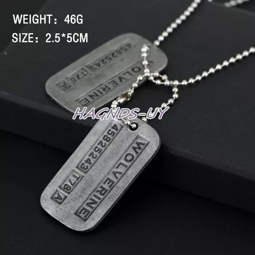 Collar Wolverine Chapa Cadena Tag Anime Manga 1