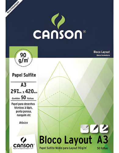 Bloco Técnico Layout 90gr A3 Grande Canson Com 50 Folhas 1