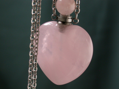 Luli Perfumero Cadena Acero Piedra Corazon Cuarzo Rosa 1