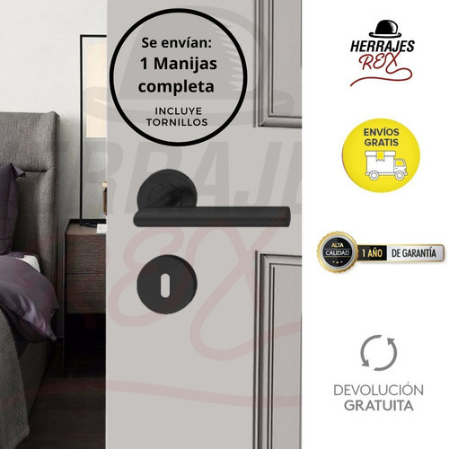 Picaporte Manija Doble. Negra Inoxidable Premium Alta Gama. 1