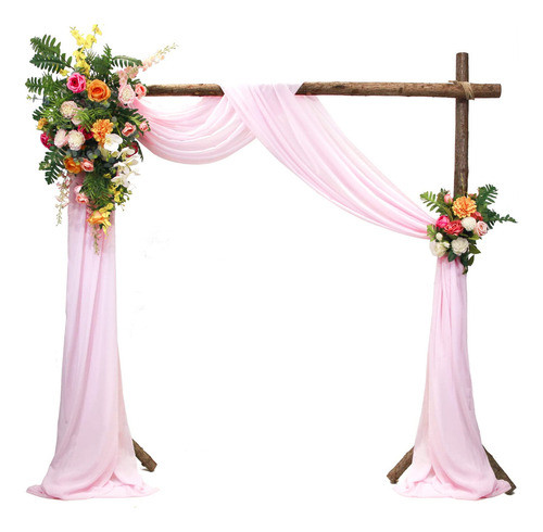 Albassa Tela Drapeada De Arco De Boda, Cortinas De Gasa Tras 0