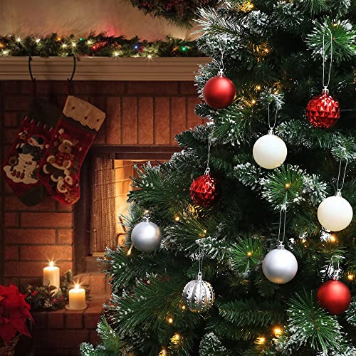 Adornos Bolas Árbol Navidad Rojo Plateado Blanco 6cm 45u 1