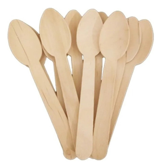 Colheres Para Festa De Madeira Descartáveis 14cm 300 Unid 0