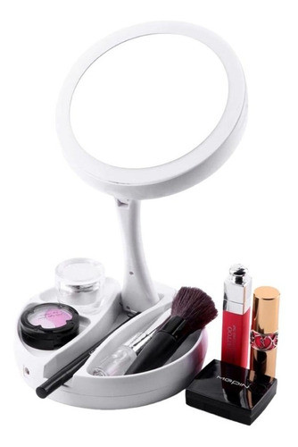 Espejo C/ Luz Y Aumento Plegable Maquillaje Makeup Plegable 0
