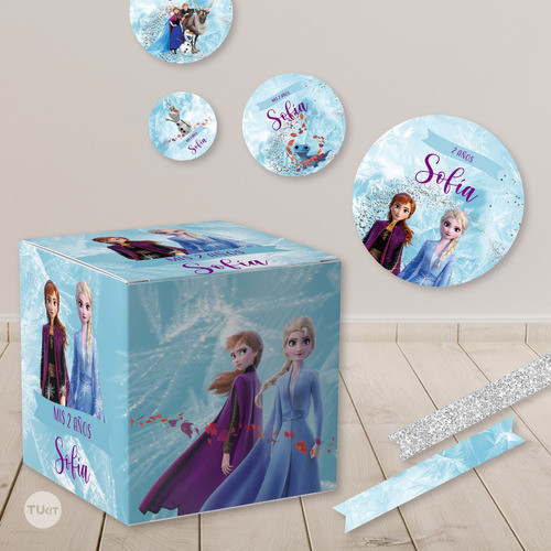 Kit Imprimible Frozen Texturas Azules Violetas Glitter Cumpl 1
