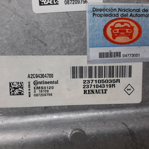 Ecu Renault Logan 1.6 8v N K7m-812 2018 0