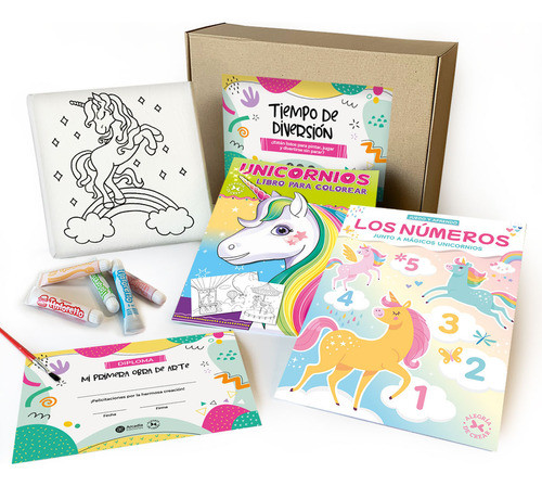 Set De Arte Para Niños Unicornios Libros Lienzo Y Materiales 0