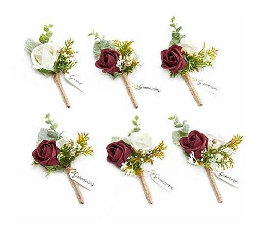 Boutonniere De Borgoña Lings Moment Para Hombres Boutonnier 0