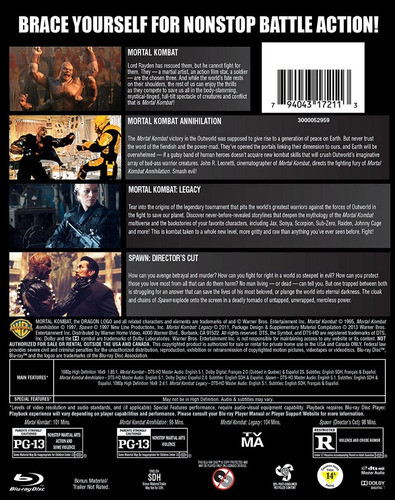 Blu-ray Mortal Kombat 1 & 2 + Legacy Part 1 + Spawn 1